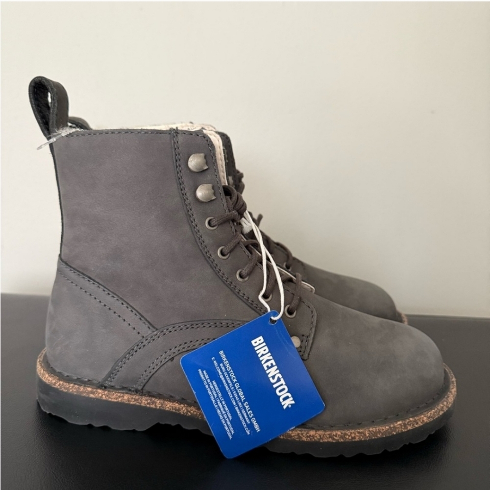 🔥🆕 Birkenstock Bryson Boots Graphite Oiled Gray Shearling Combat Winter Boots - Picture 10 of 14